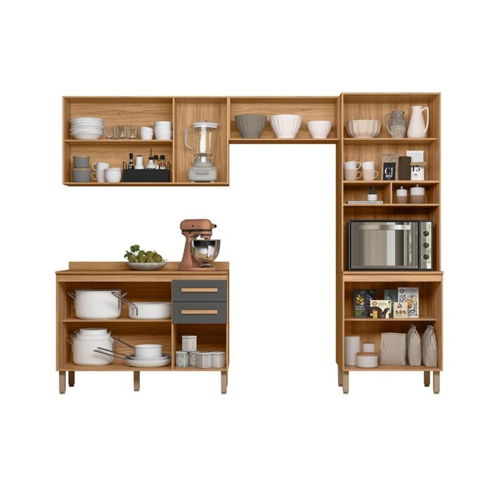 Cozinha Modulada Nubia 4 Peças 17009 Carvalho Nature Chumbo - Nicioli - Image 3