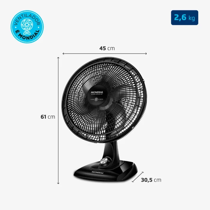 Ventilador de Mesa Mondial 6 pás VSP-40-B - Image 6