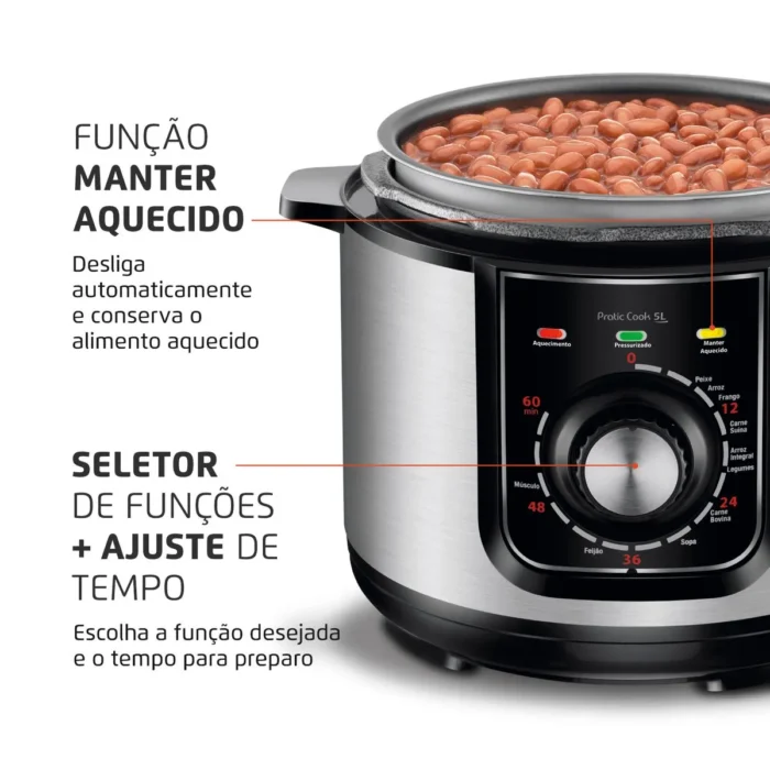 Panela de Pressão Elétrica Pratic Cook 5 L Premium - Image 4