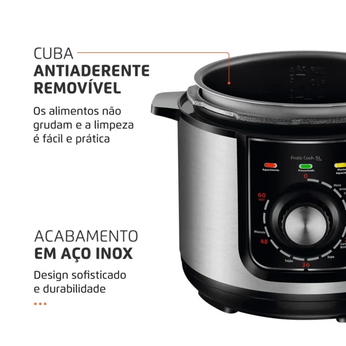 Panela de Pressão Elétrica Pratic Cook 5 L Premium - Image 5