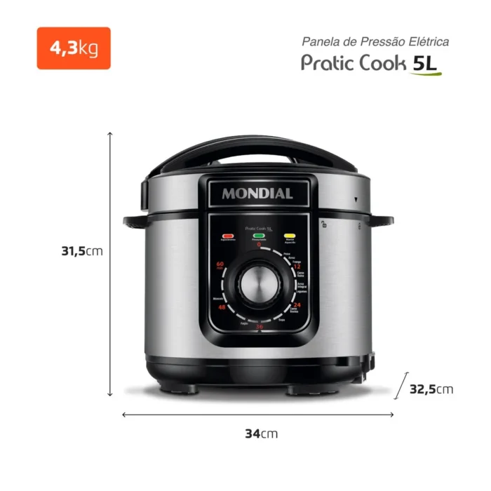 Panela de Pressão Elétrica Pratic Cook 5 L Premium - Image 8